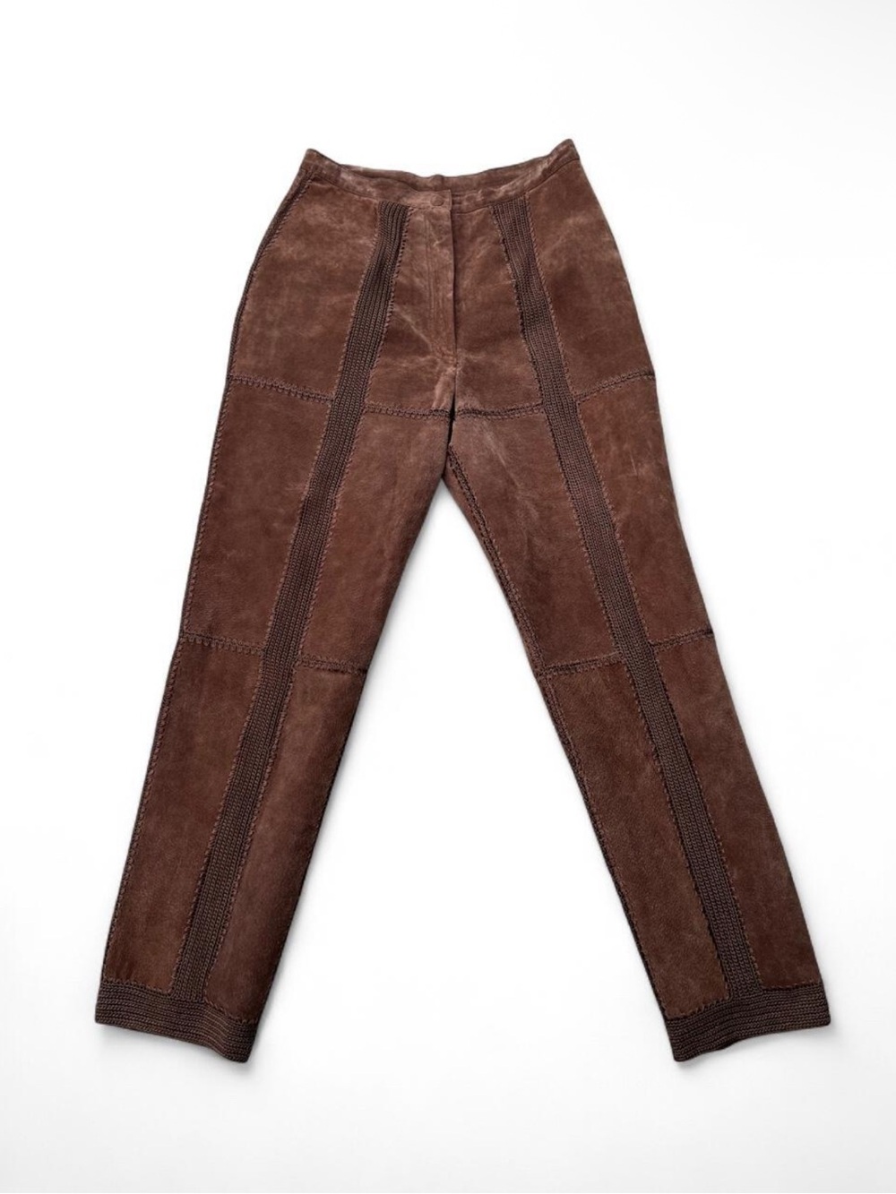 Vintage SMH Brown Embroidered Leather/Suede Pants